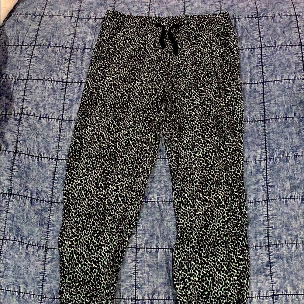 Mint green and black pattern pants!!